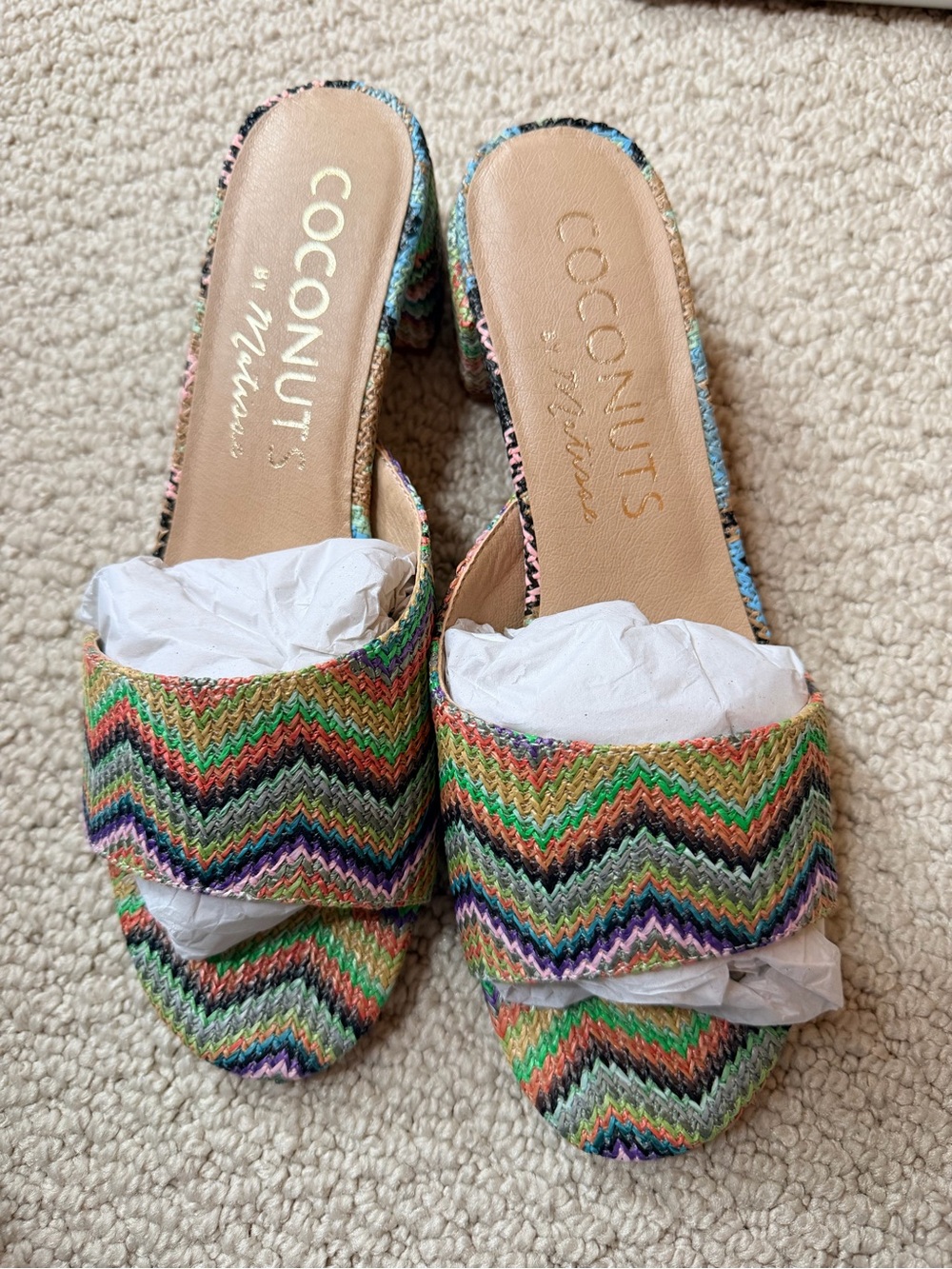 Coconuts by Matisse Multicolor Chevron Slide Mules